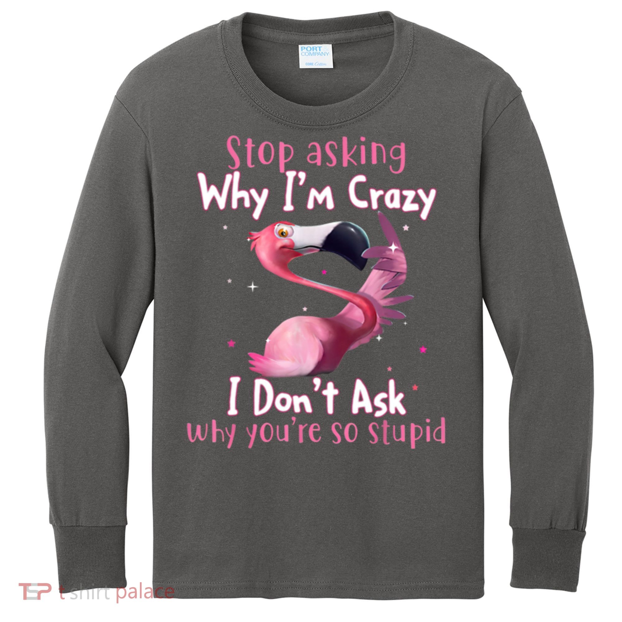 Stop Asking Why I'm Crazy I Don't Ask Why You're So Stupid Funny Kids Long Sleeve Shirt