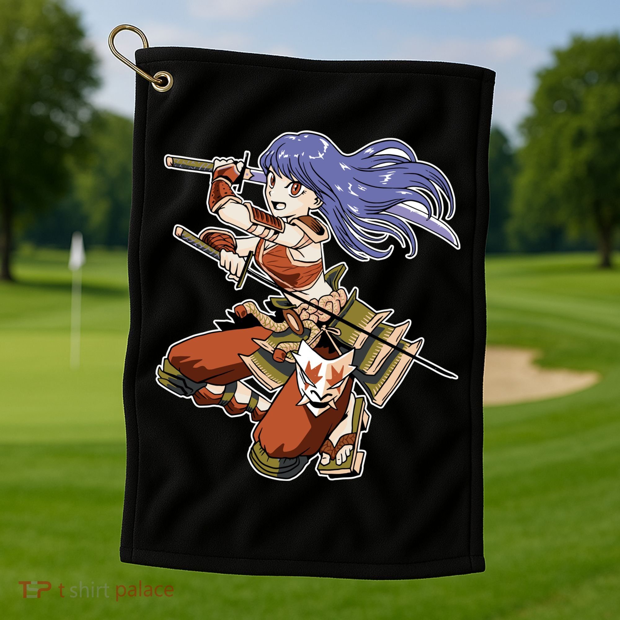 Samurai Anime Warrior Golf Towel