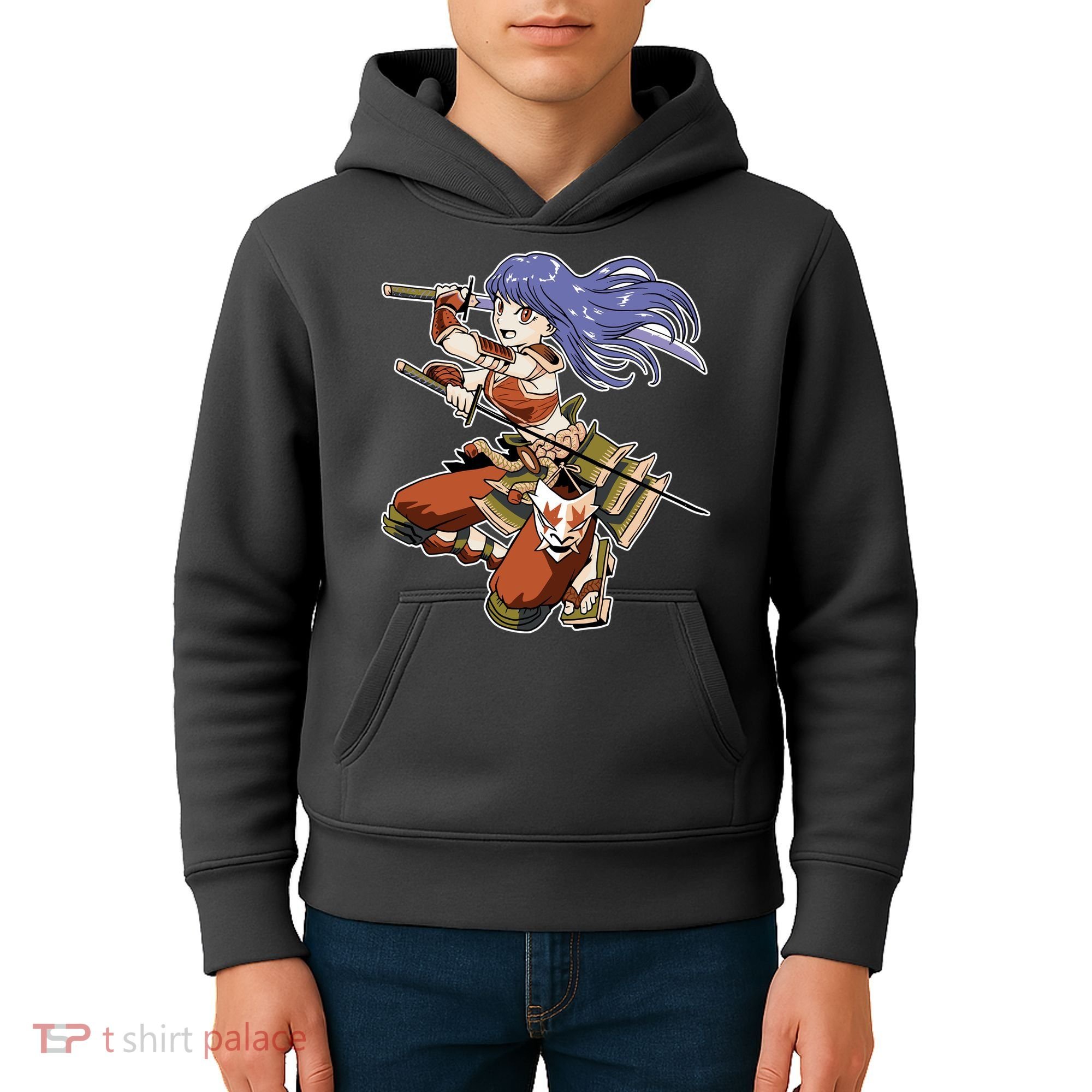 Samurai Anime Warrior Kids Hoodie