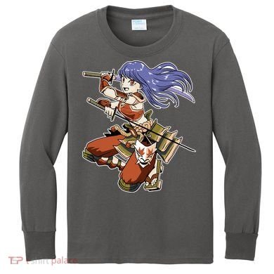 Samurai Anime Warrior Kids Long Sleeve Shirt