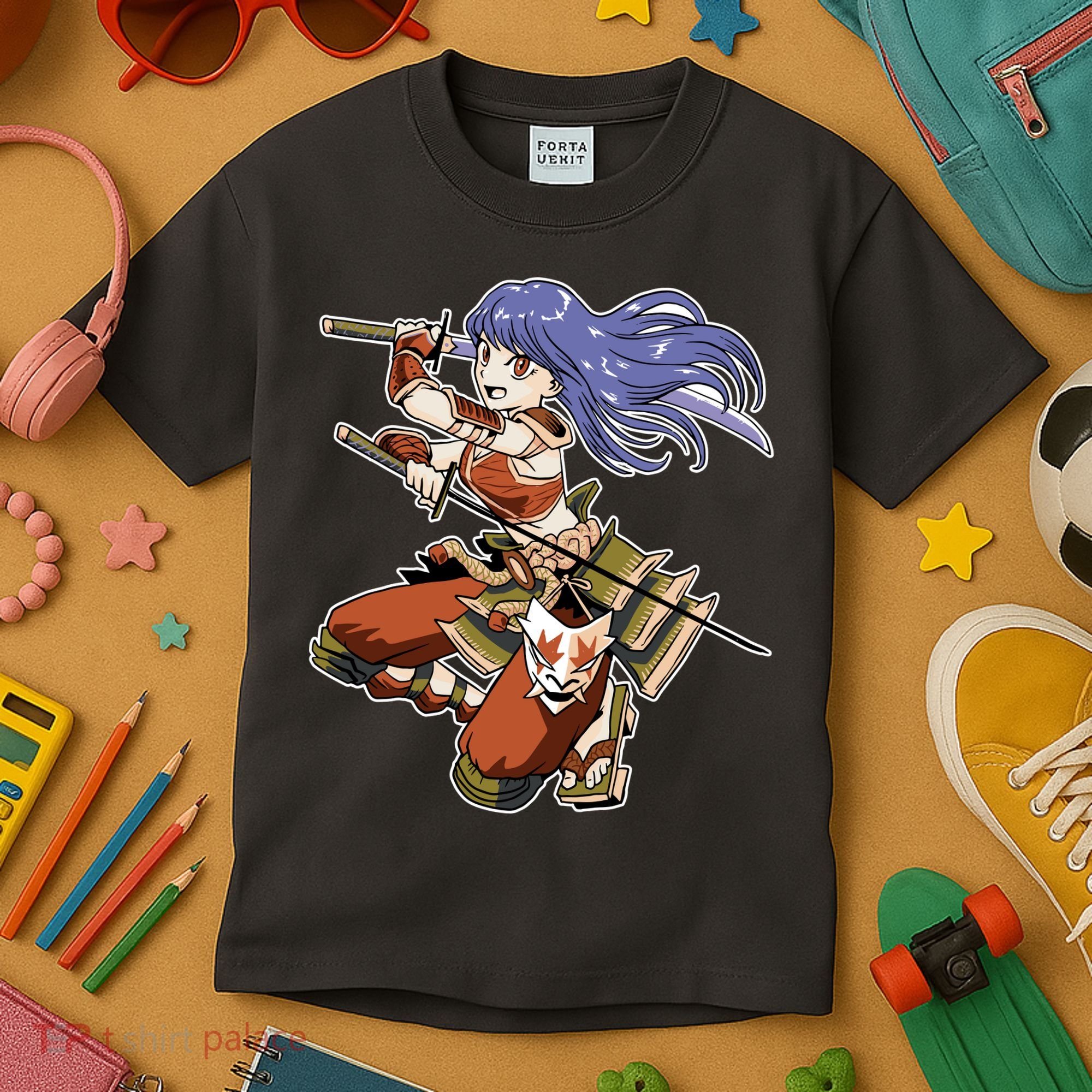 Samurai Anime Warrior Kids T-Shirt