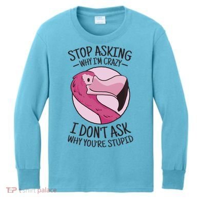 Stop Asking Why I'm Crazy I Don't Ask Why You're Stupid Kids Long Sleeve Shirt