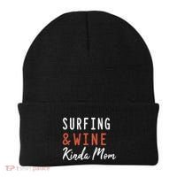 Surfing And Wine Kinda Mom Surfer Hawaiian Surfboard Great Gift Beanie thumb 0