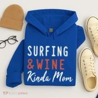 Surfing And Wine Kinda Mom Surfer Hawaiian Surfboard Great Gift Hoodie thumb 4