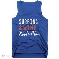 Surfing And Wine Kinda Mom Surfer Hawaiian Surfboard Great Gift Tank Top thumb 0