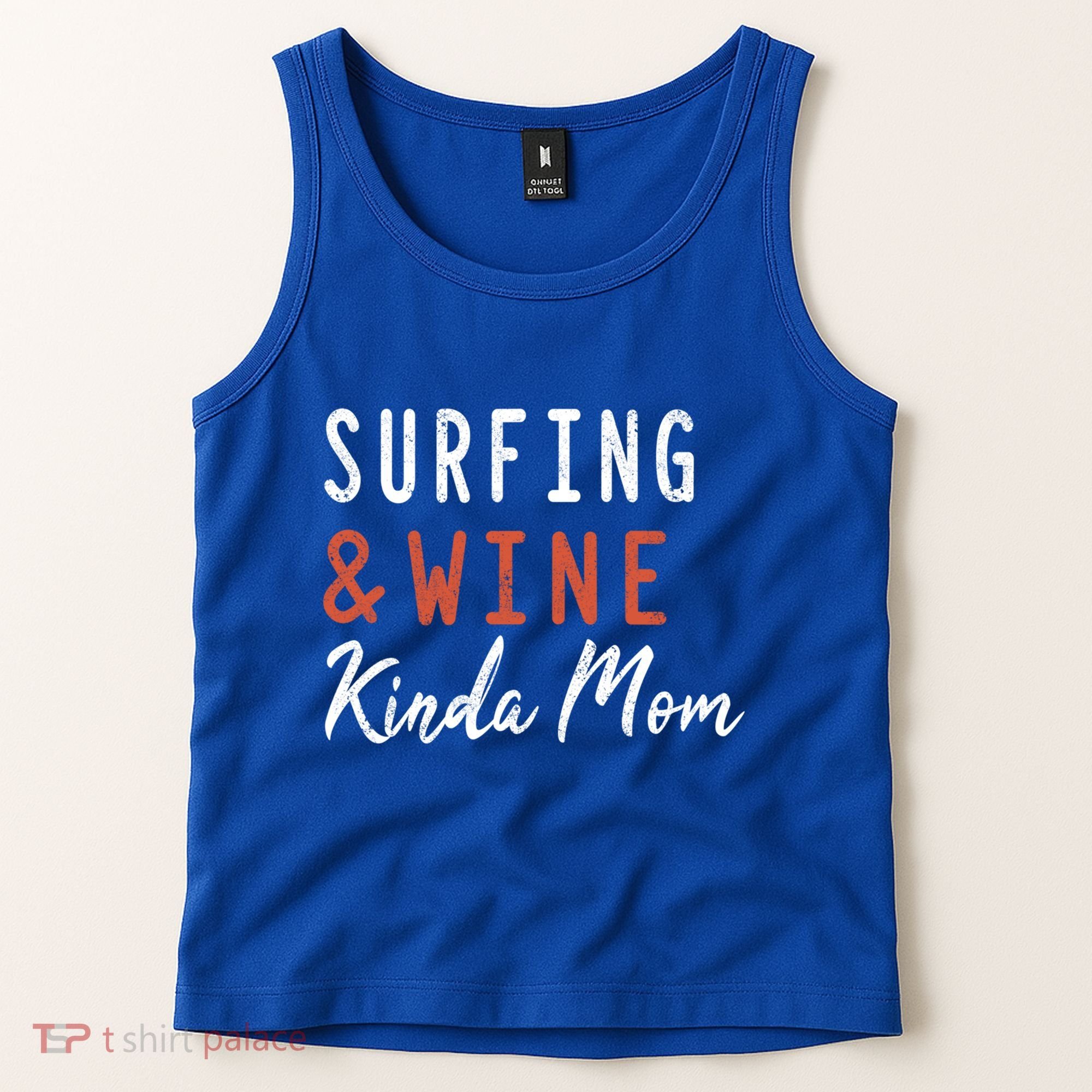 Surfing And Wine Kinda Mom Surfer Hawaiian Surfboard Great Gift Tank Top