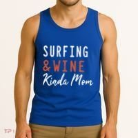 Surfing And Wine Kinda Mom Surfer Hawaiian Surfboard Great Gift Tank Top thumb 3