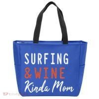 Surfing And Wine Kinda Mom Surfer Hawaiian Surfboard Great Gift Tote Bag thumb 0