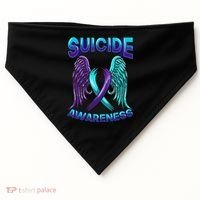 Suicide Awareness Wings And Ribbon Suicide Prevention USA-Made Doggie Bandana thumb 0