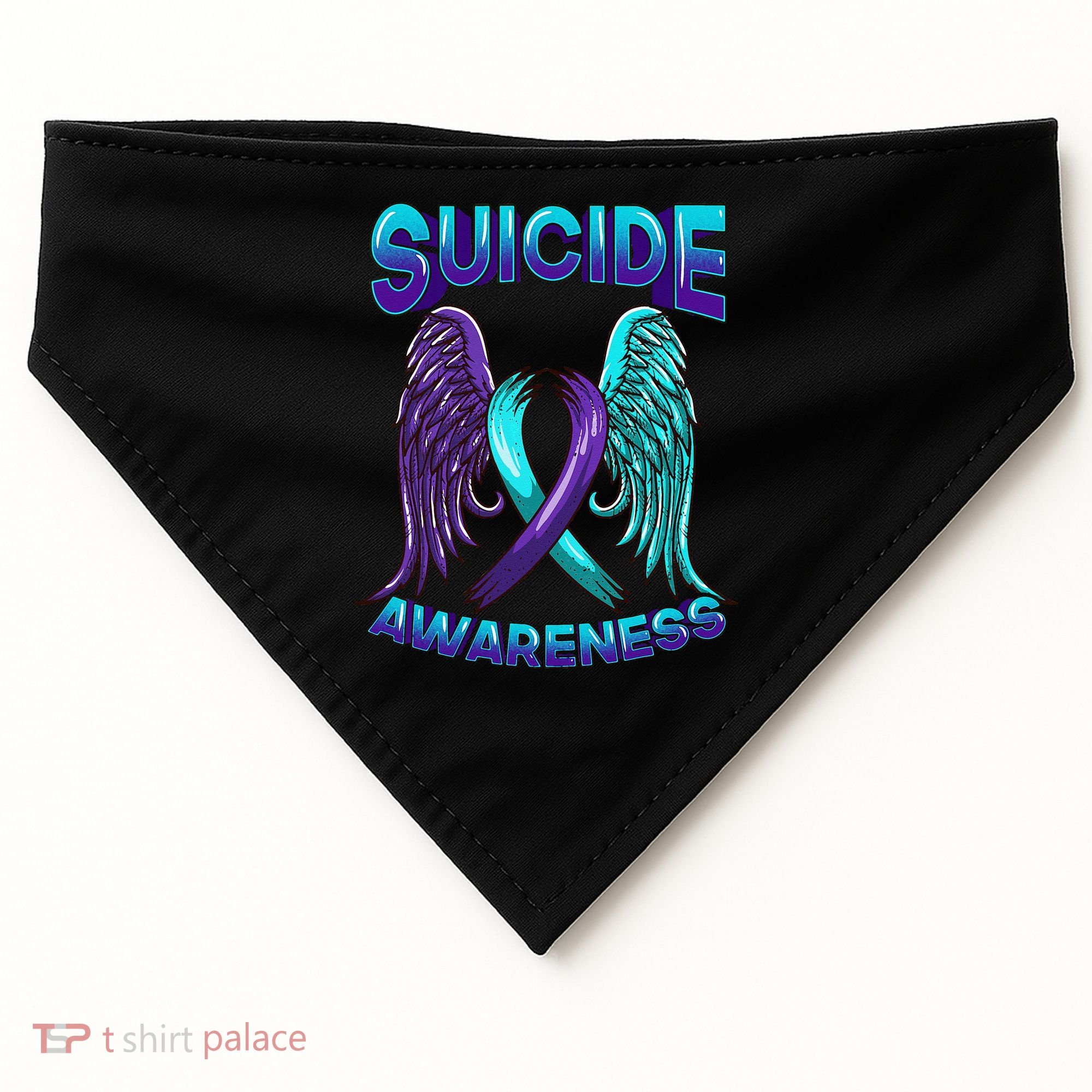 Suicide Awareness Wings And Ribbon Suicide Prevention USA-Made Doggie Bandana