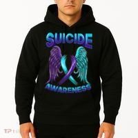 Suicide Awareness Wings And Ribbon Suicide Prevention Hoodie thumb 2