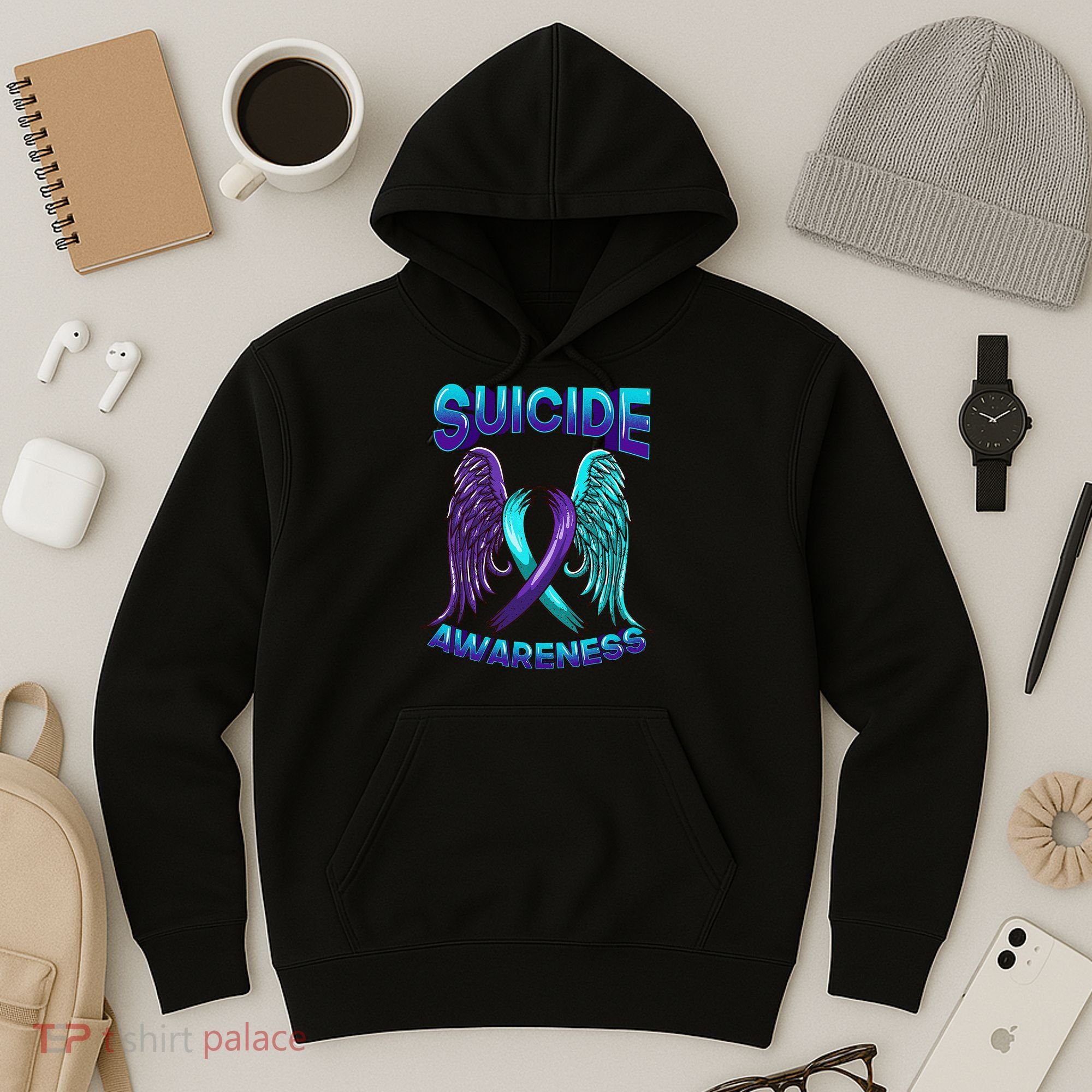 Suicide Awareness Wings And Ribbon Suicide Prevention Hoodie