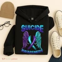 Suicide Awareness Wings And Ribbon Suicide Prevention Hoodie thumb 4