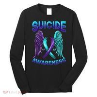Suicide Awareness Wings And Ribbon Suicide Prevention Long Sleeve Shirt thumb 0