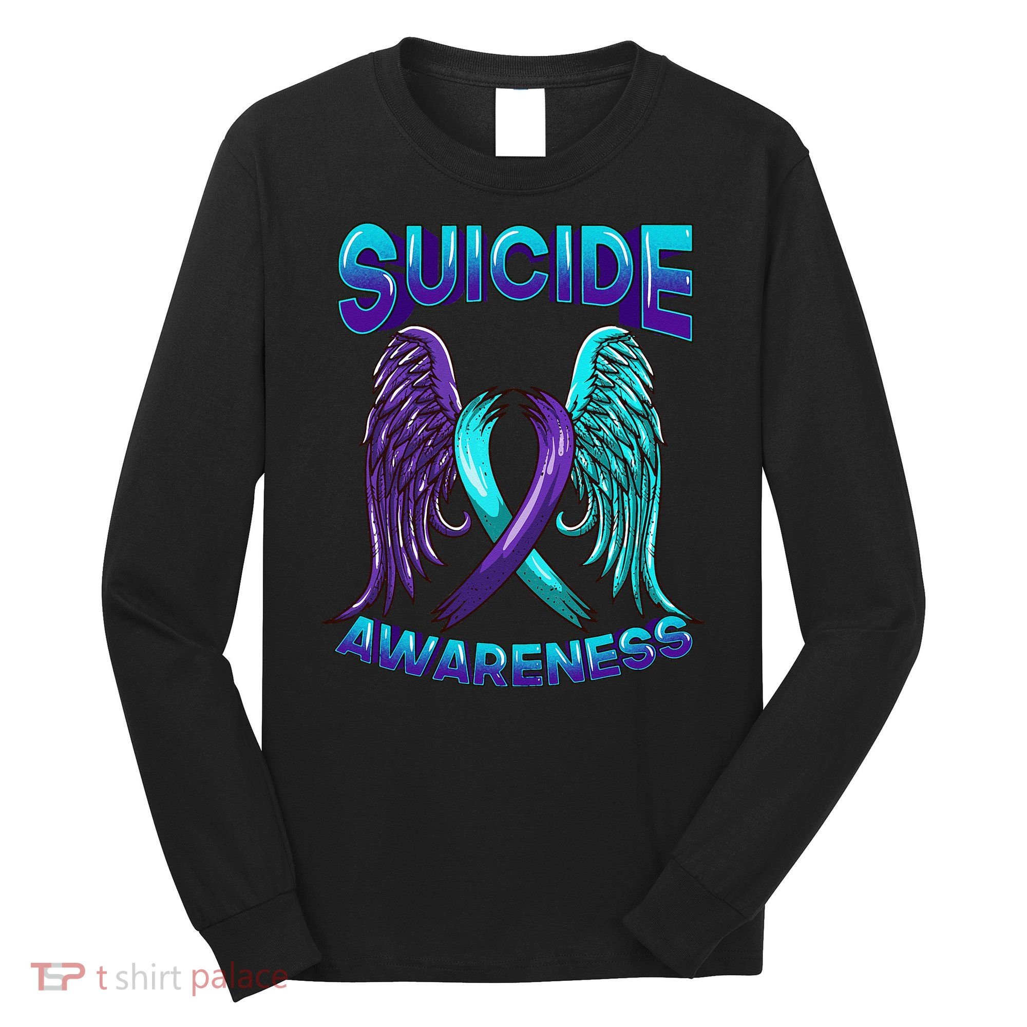 Suicide Awareness Wings And Ribbon Suicide Prevention Long Sleeve Shirt