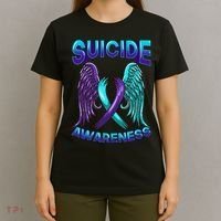Suicide Awareness Wings And Ribbon Suicide Prevention T-Shirt thumb 4