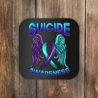 Suicide Awareness Wings And Ribbon Suicide Prevention Coaster thumb 0