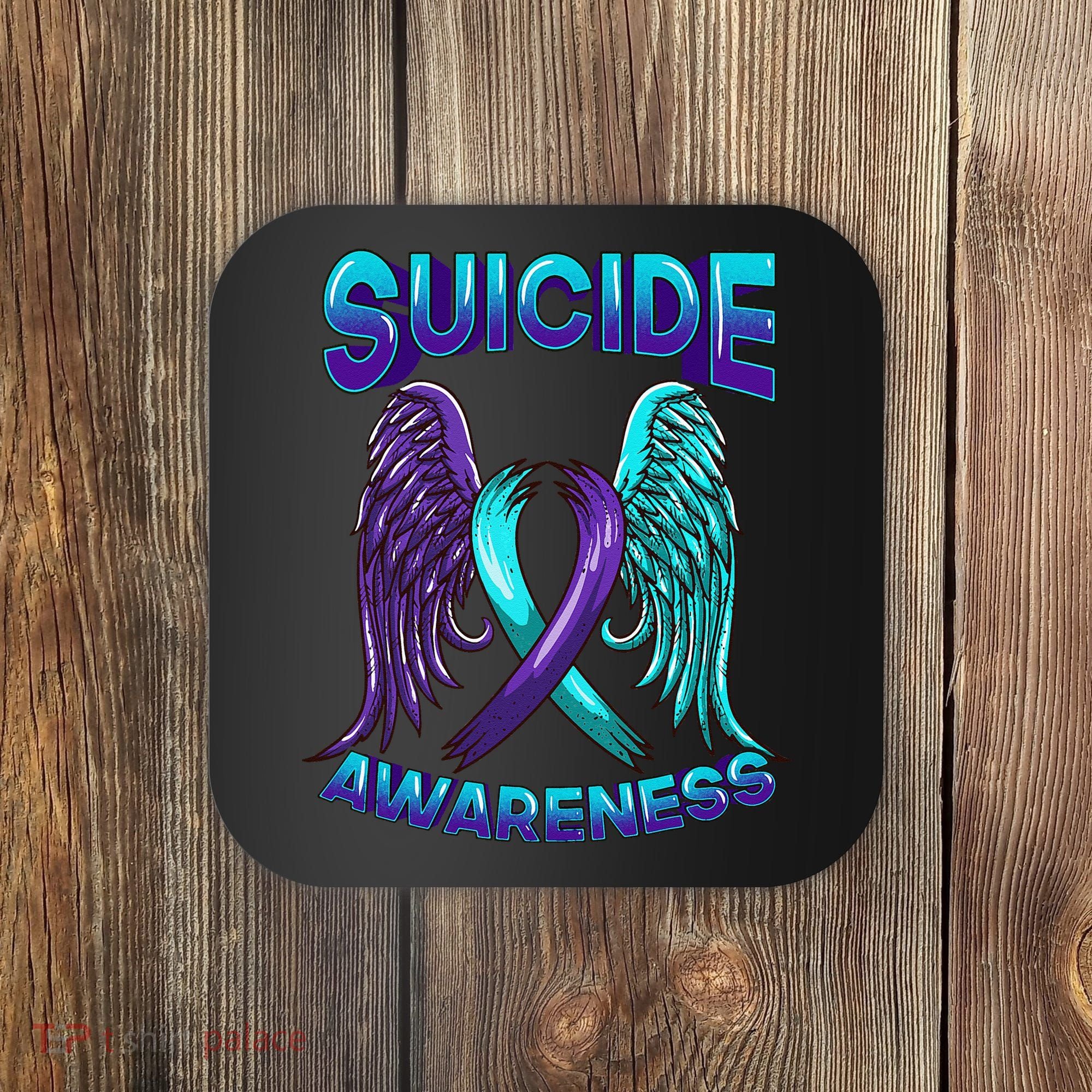 Suicide Awareness Wings And Ribbon Suicide Prevention Coaster