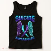 Suicide Awareness Wings And Ribbon Suicide Prevention Tank Top thumb 2