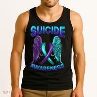 Suicide Awareness Wings And Ribbon Suicide Prevention Tank Top thumb 3