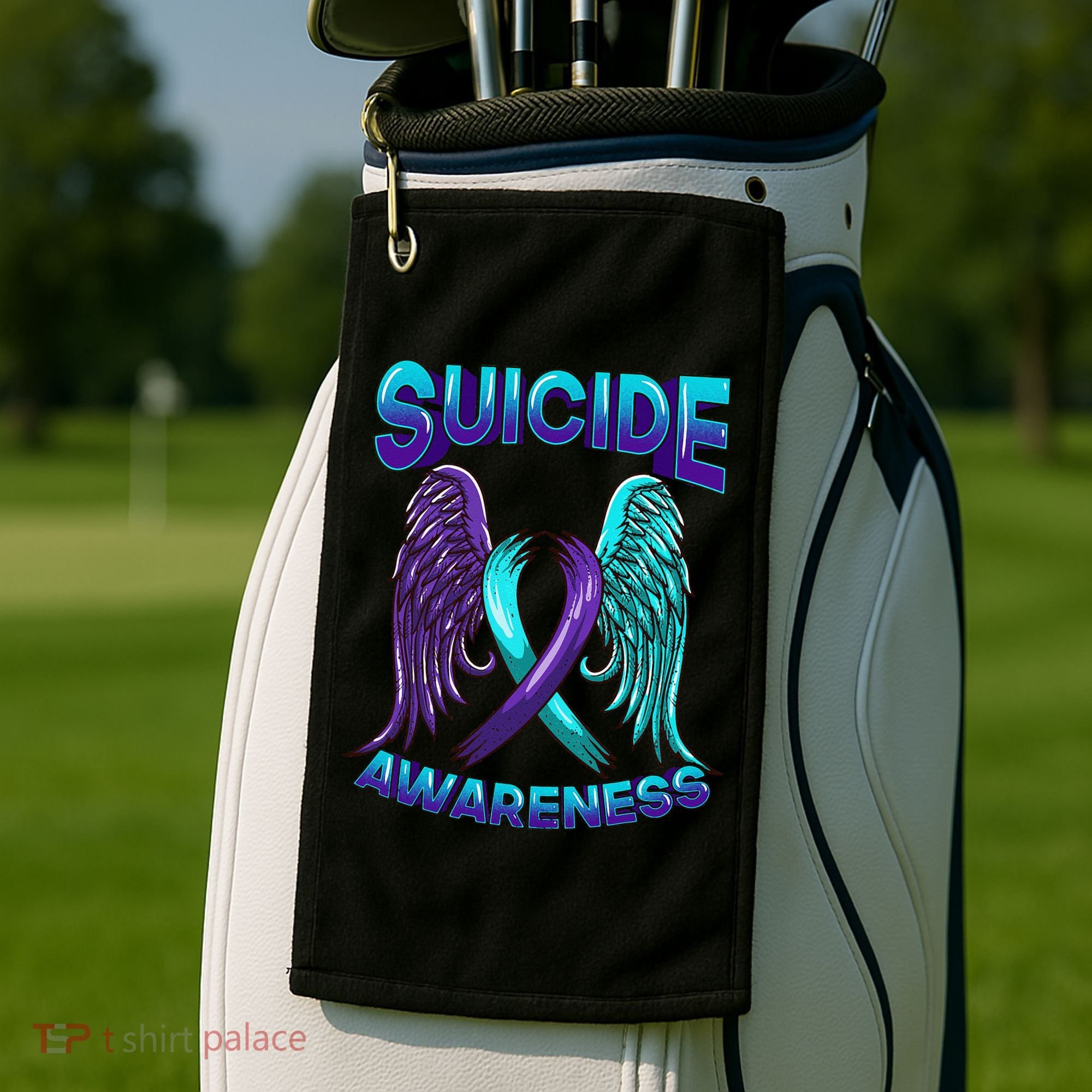 Suicide Awareness Wings And Ribbon Suicide Prevention Golf Towel