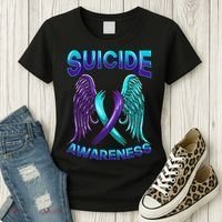 Suicide Awareness Wings And Ribbon Suicide Prevention Women's T-Shirt thumb 3