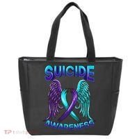 Suicide Awareness Wings And Ribbon Suicide Prevention Tote Bag thumb 0
