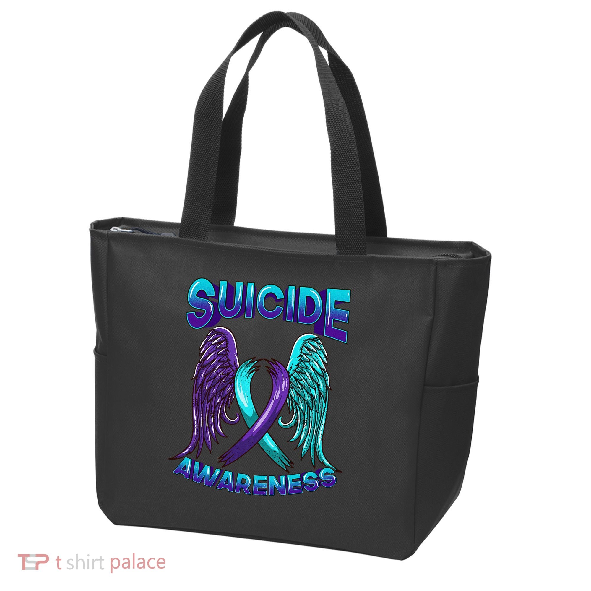 Suicide Awareness Wings And Ribbon Suicide Prevention Tote Bag