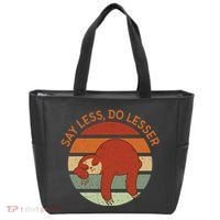 Say Less Do Lesser Sloth Retro Tote Bag thumb 0
