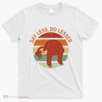 Say Less Do Lesser Sloth Retro T-Shirt thumb 0