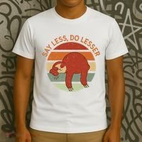 Say Less Do Lesser Sloth Retro T-Shirt thumb 3