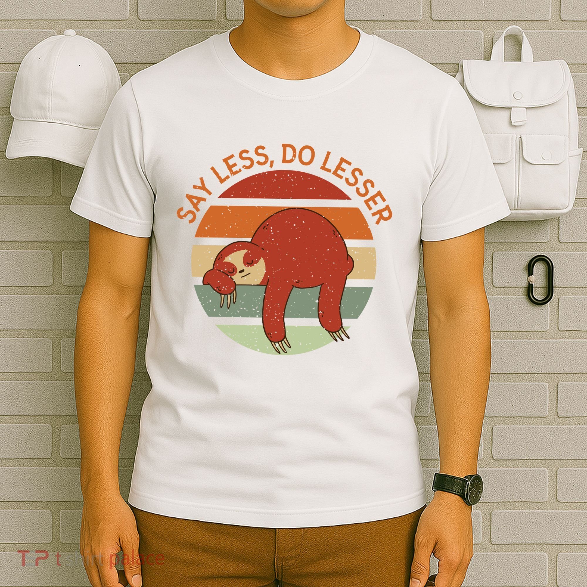 Say Less Do Lesser Sloth Retro T-Shirt