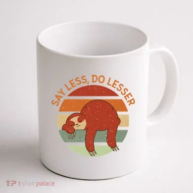 Say Less Do Lesser Sloth Retro Coffee Mug back