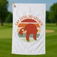 Say Less Do Lesser Sloth Retro Golf Towel thumb 1