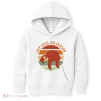 Say Less Do Lesser Sloth Retro Kids Hoodie thumb 0