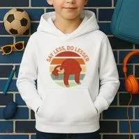 Say Less Do Lesser Sloth Retro Kids Hoodie thumb 2