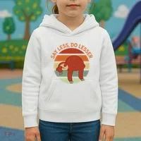 Say Less Do Lesser Sloth Retro Kids Hoodie thumb 3