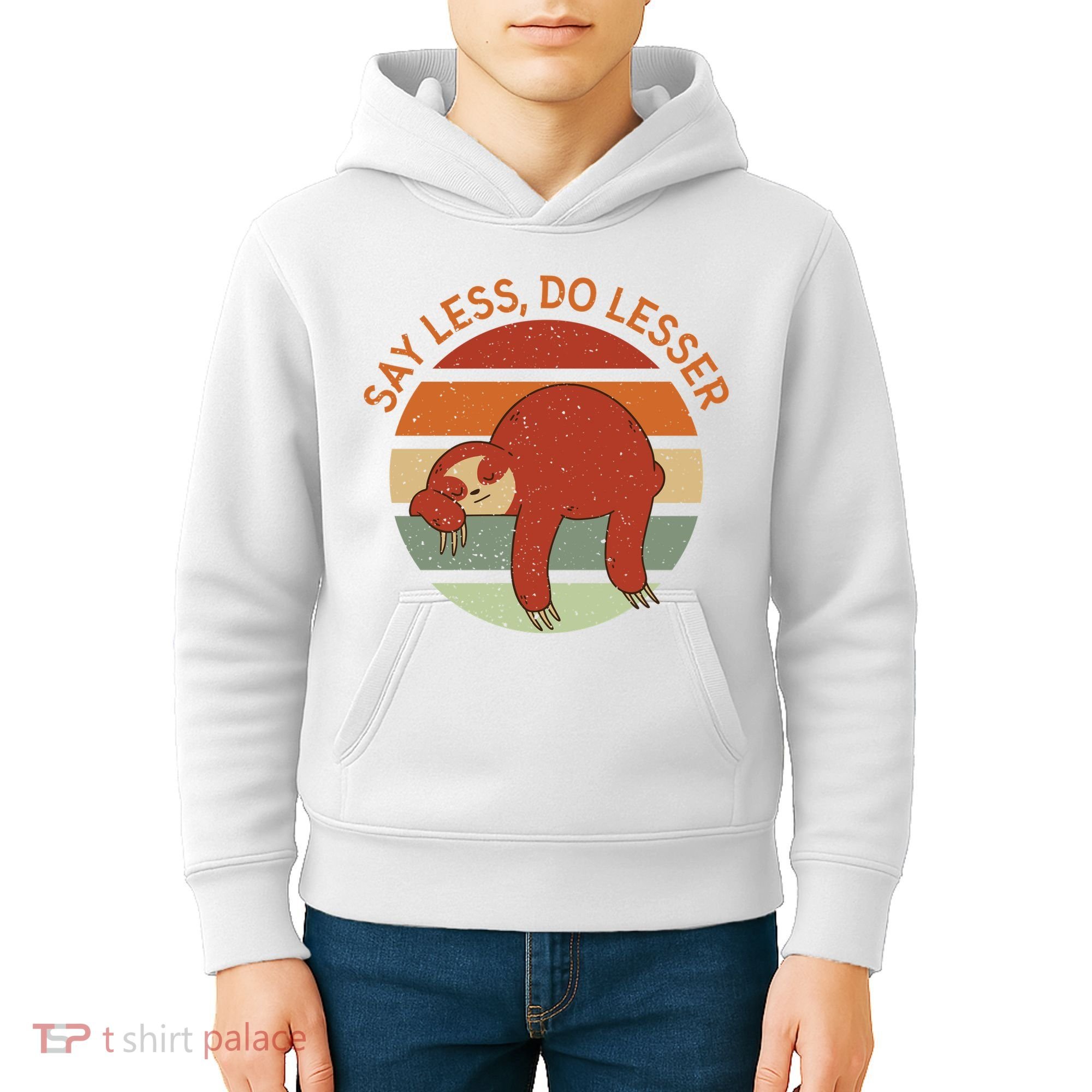 Say Less Do Lesser Sloth Retro Kids Hoodie