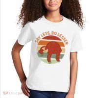 Say Less Do Lesser Sloth Retro Kids T-Shirt thumb 2
