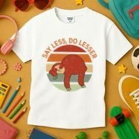 Say Less Do Lesser Sloth Retro Kids T-Shirt thumb 3