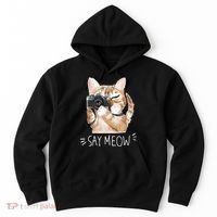 Say Meow Cute Cat Picture Hoodie thumb 0