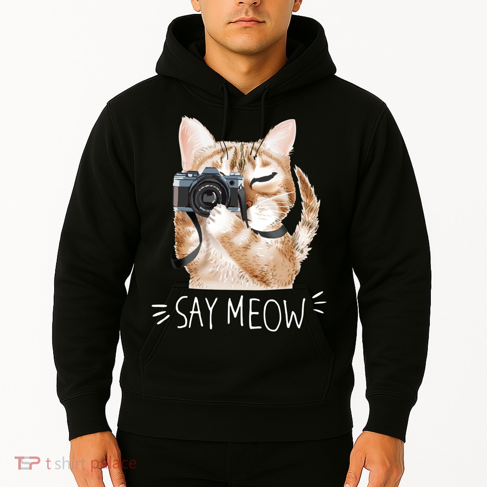 Say Meow Cute Cat Picture Hoodie