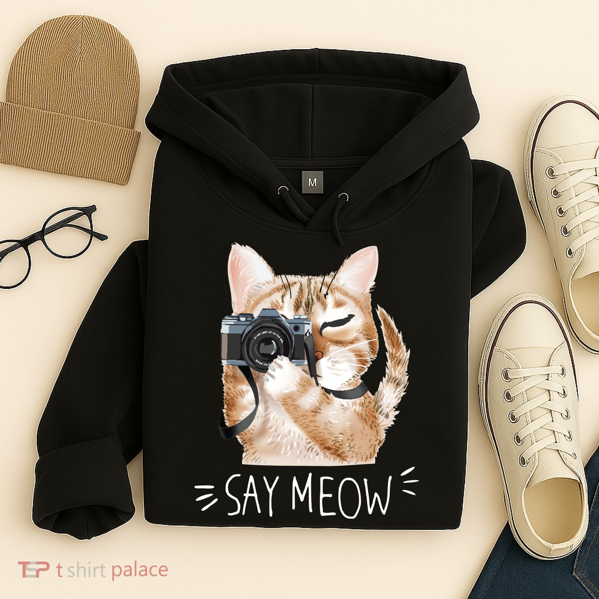 Say Meow Cute Cat Picture Hoodie
