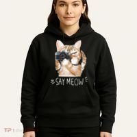 Say Meow Cute Cat Picture Hoodie thumb 5