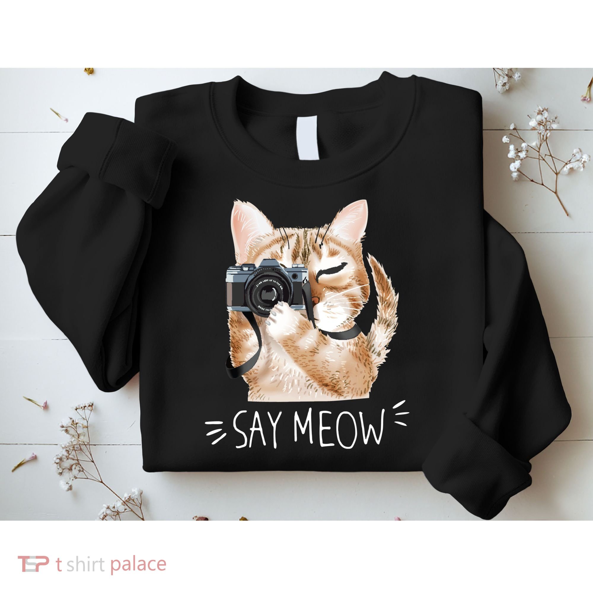 Say Meow Cute Cat Picture Sweatshirt