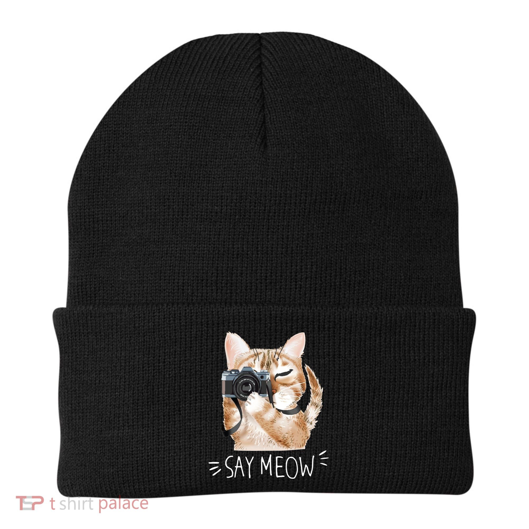 Say Meow Cute Cat Picture Beanie