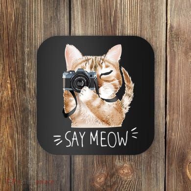 Say Meow Cute Cat Picture Coaster