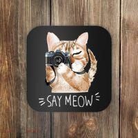 Say Meow Cute Cat Picture Coaster thumb 0