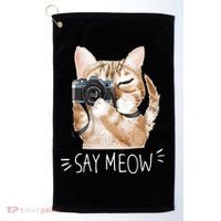 Say Meow Cute Cat Picture Golf Towel thumb 0