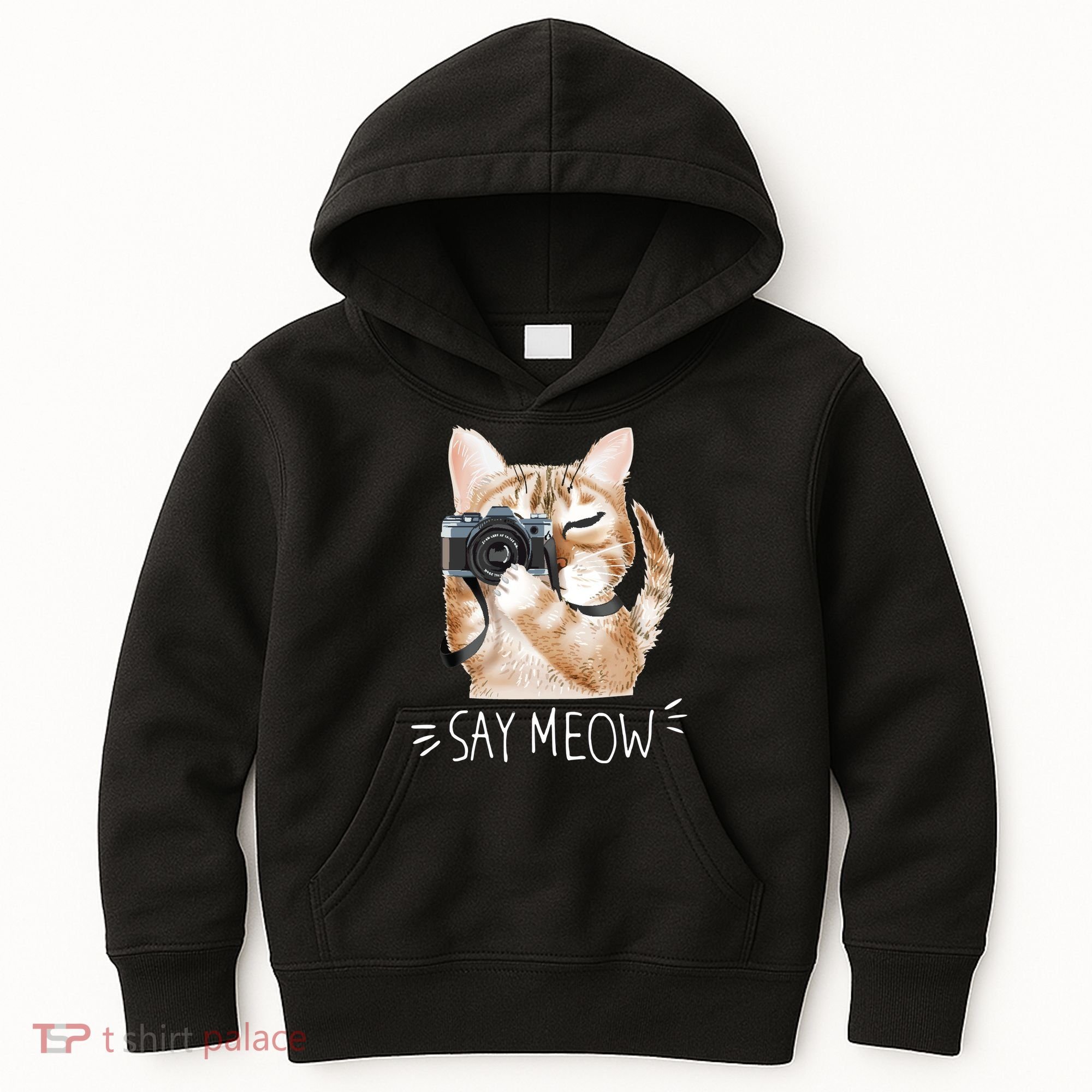 Say Meow Cute Cat Picture Kids Hoodie
